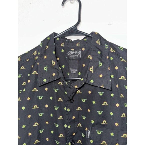 STUSSY One Love All Over Print Button Down Men’s Size Large Vintage - Picture 4 of 6